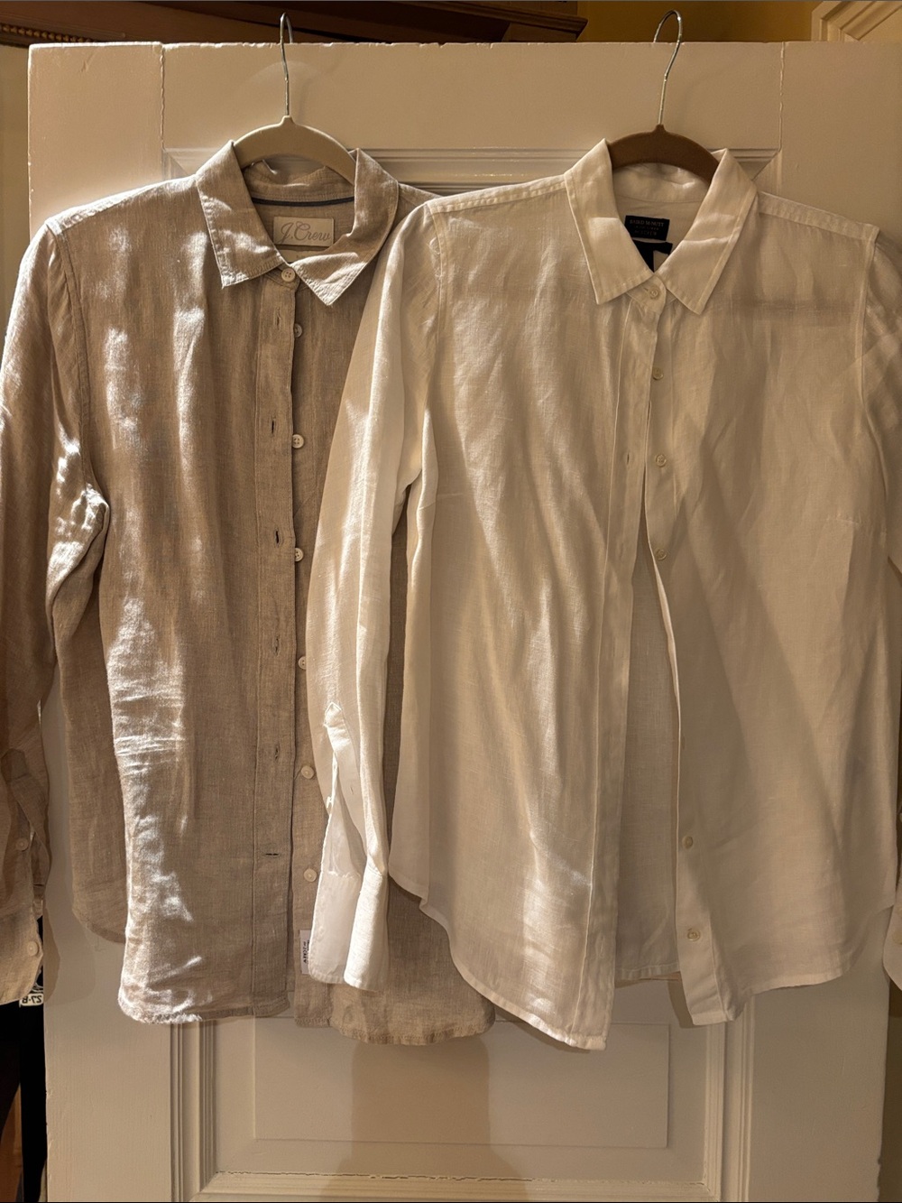2 J. Crew Linen Shirts in White and Natural